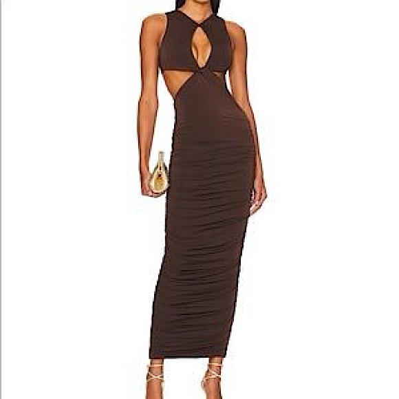 🍫REMI x REVOLVE Hannah Maxi Dress with Cut Outs in Chocolate Brown, 0X - Picture 5 of 7